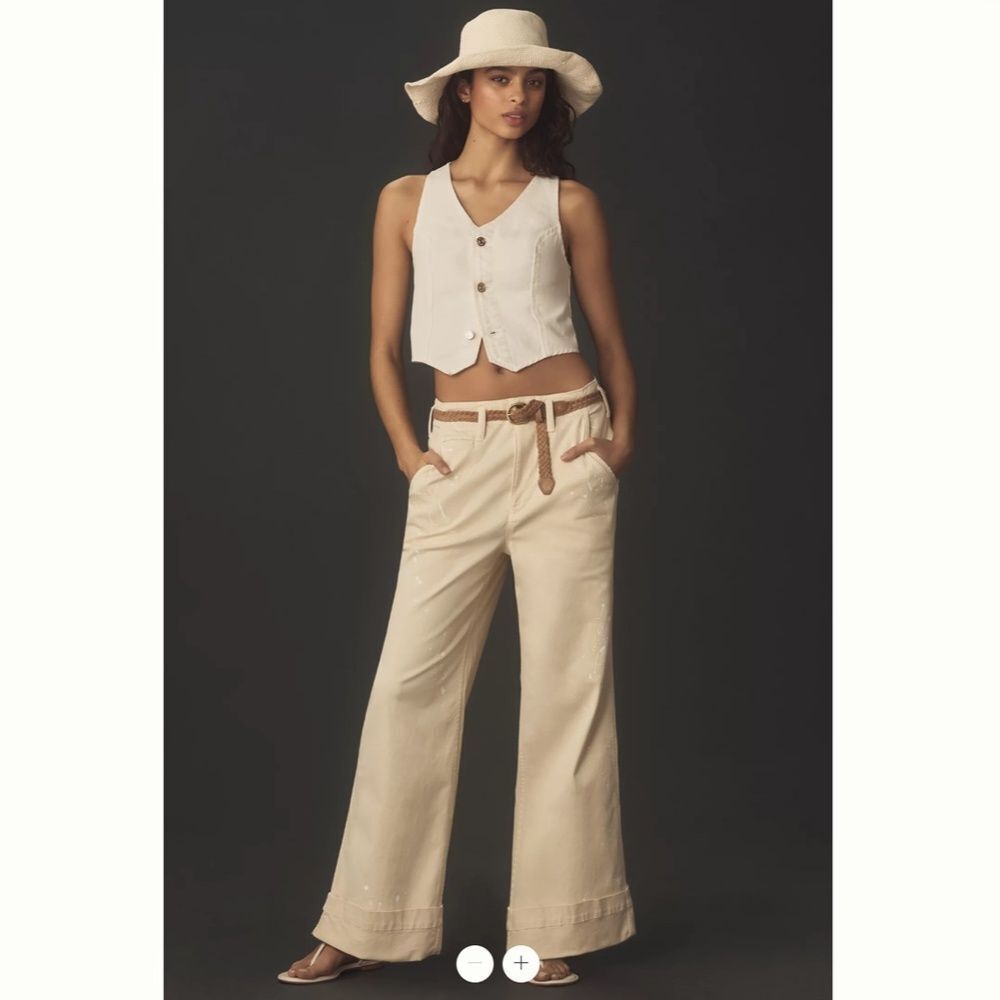 Anthropologie Pilcro Slouchy Full-Length Paint Splatter Trousers